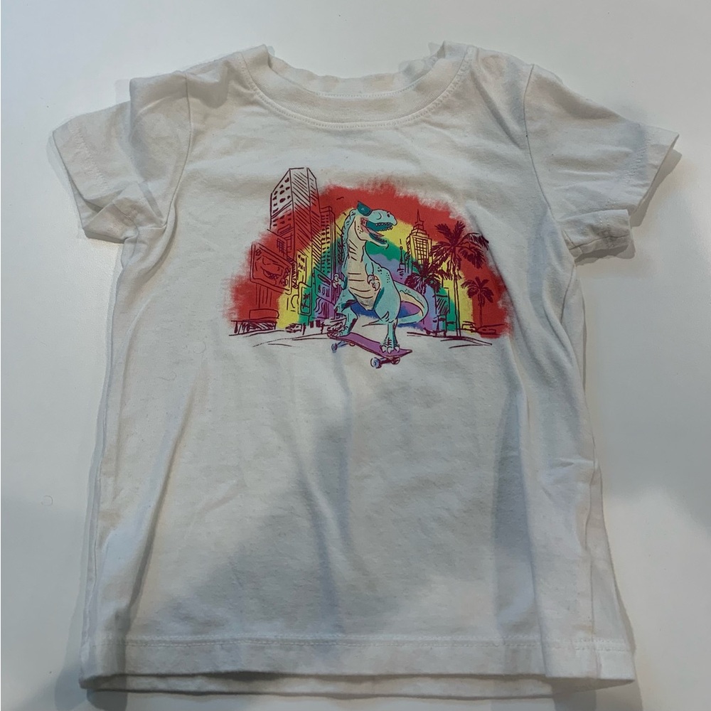 6/$20 Cat & Jack Dinosaur Skateboard T-Shirt - White
